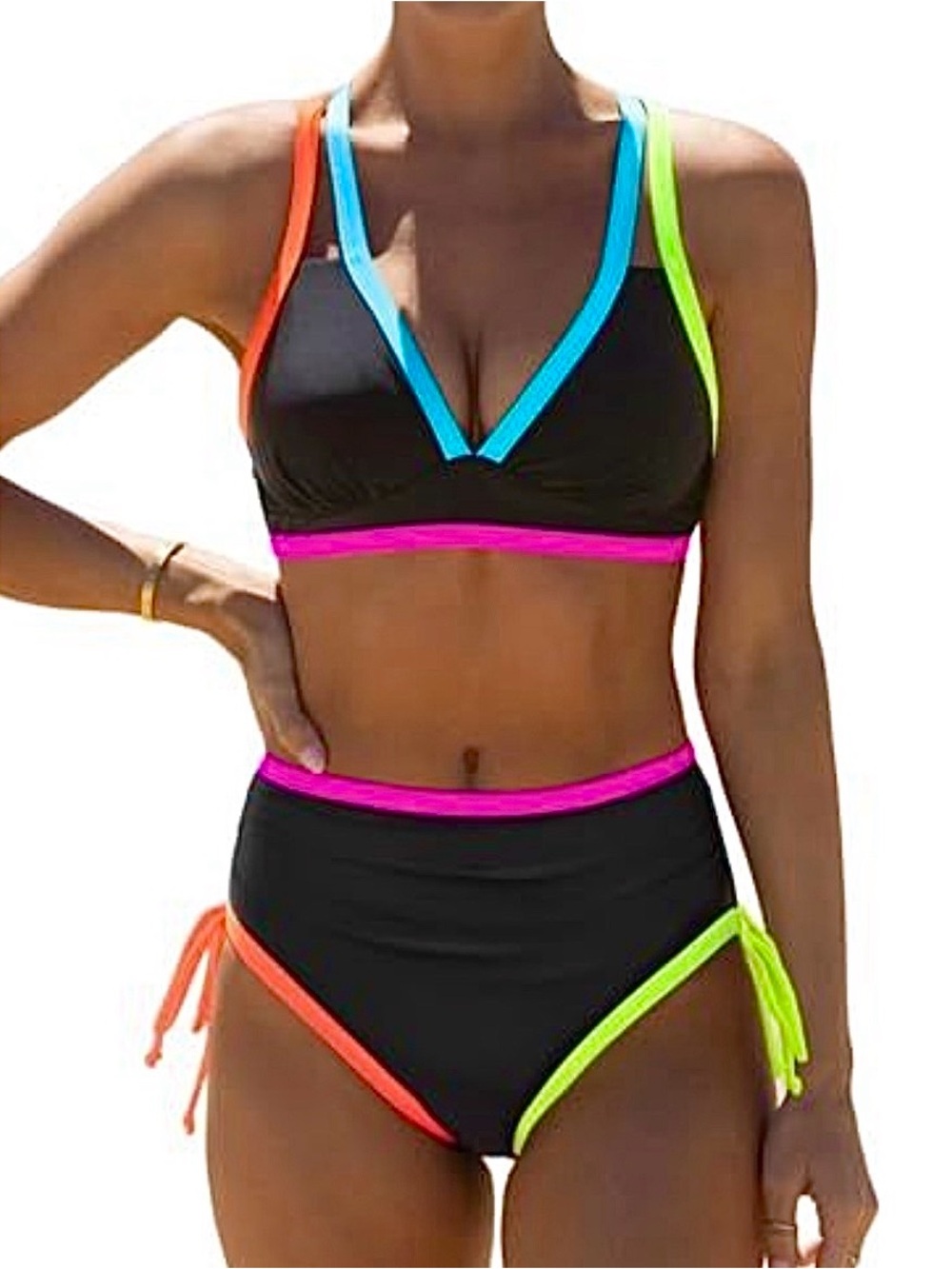 NWT popvil High Waisted Bikini Sets for Women Tummy Control Swimsuits Sz M